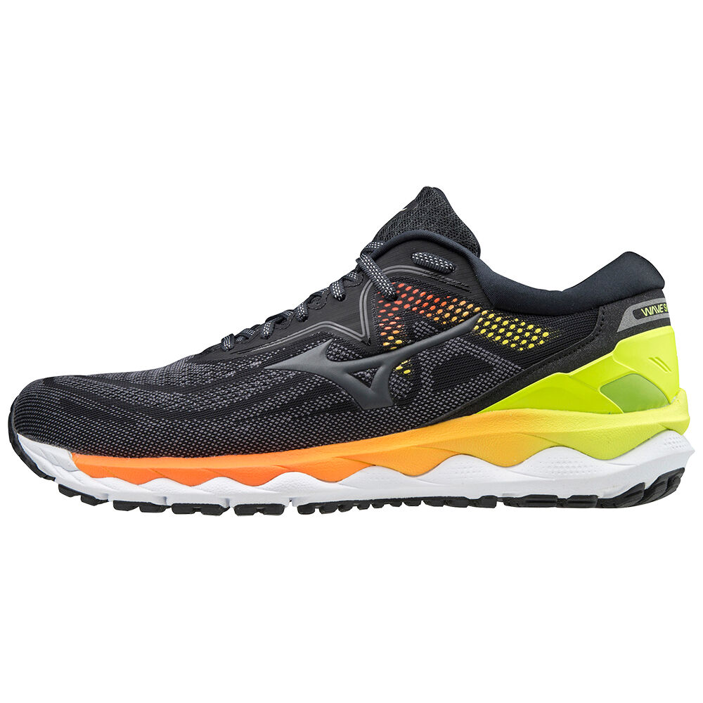 Panske Bezecke Topanky Mizuno Wave Sky 4 Siva/Žlté Vypredaj IVMH72940